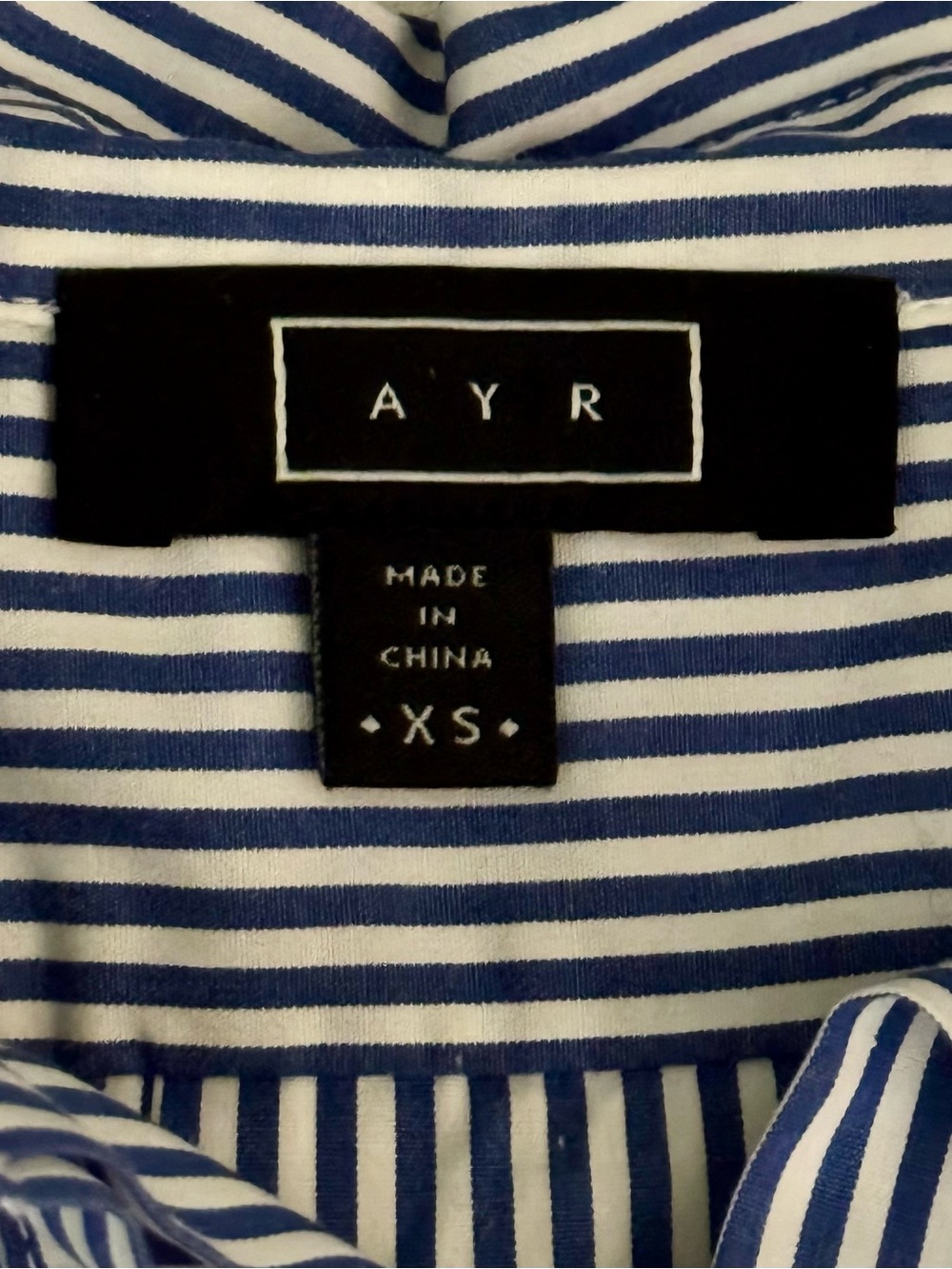AYR Striped 100% Cotton Popover Blouse / Navy & White / Size XSmall